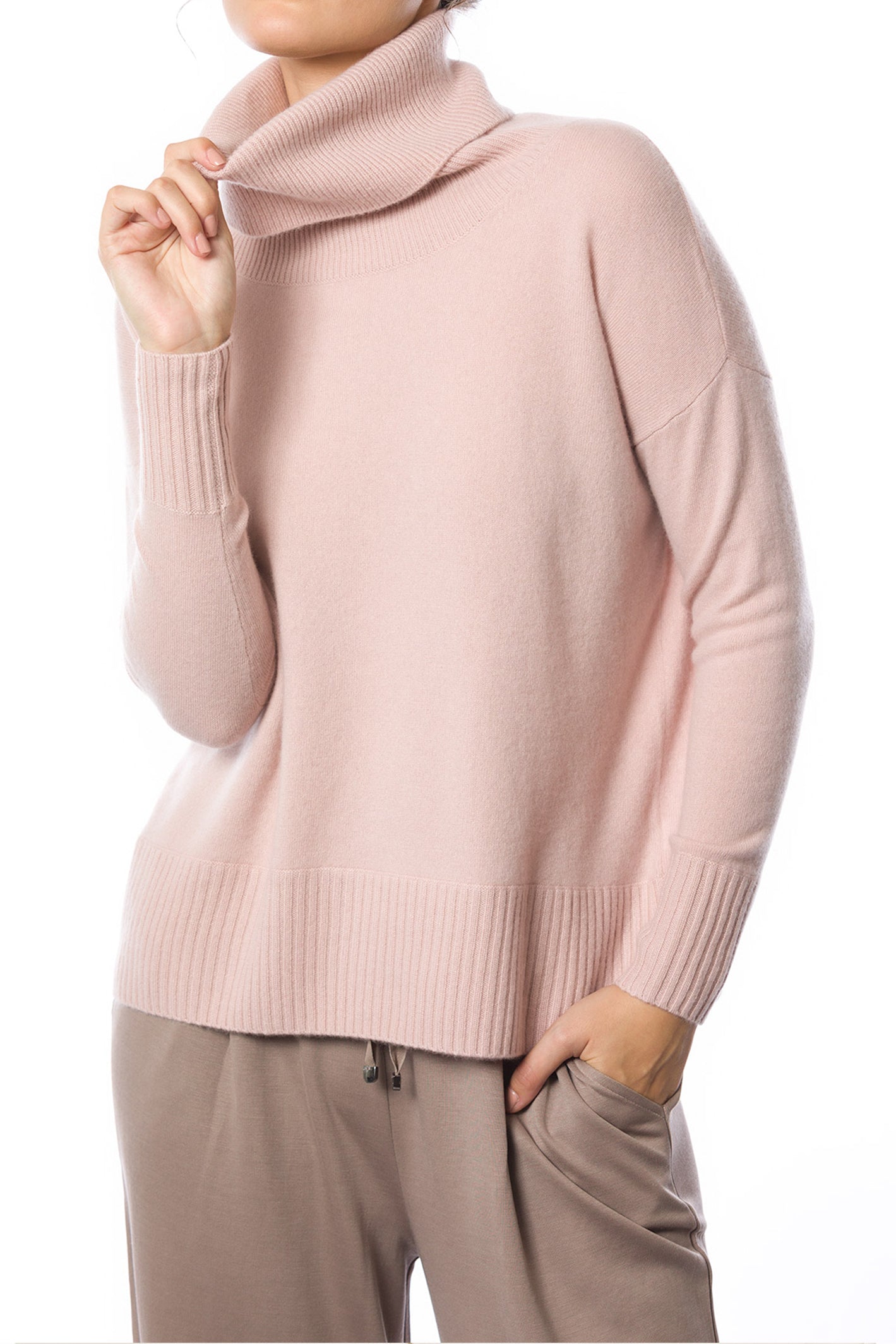 Sustainable Cashmere Easy Fit Cowl Neck Sweater