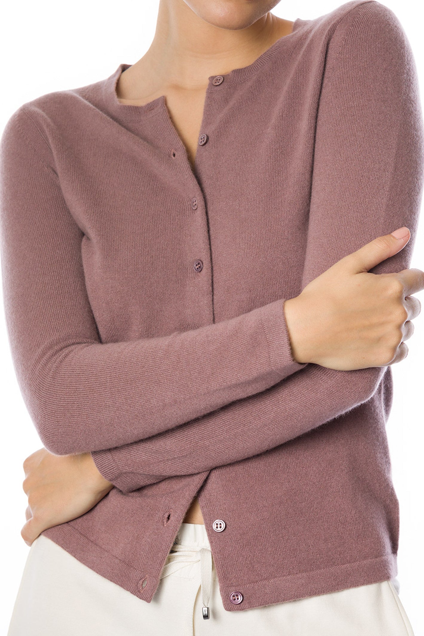 Sustainable Cashmere Crew Neck Cardigan