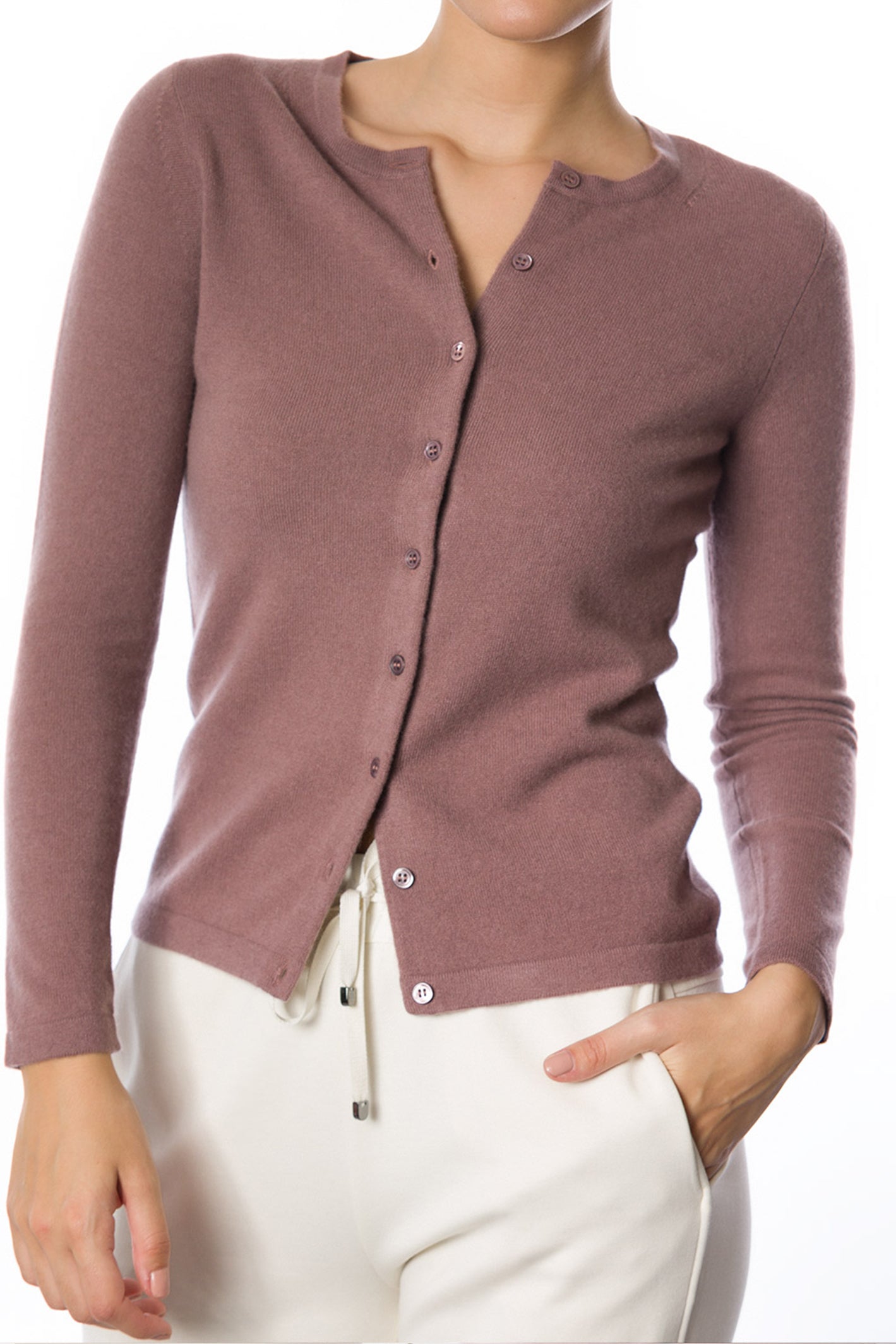 Sustainable Cashmere Crew Neck Cardigan