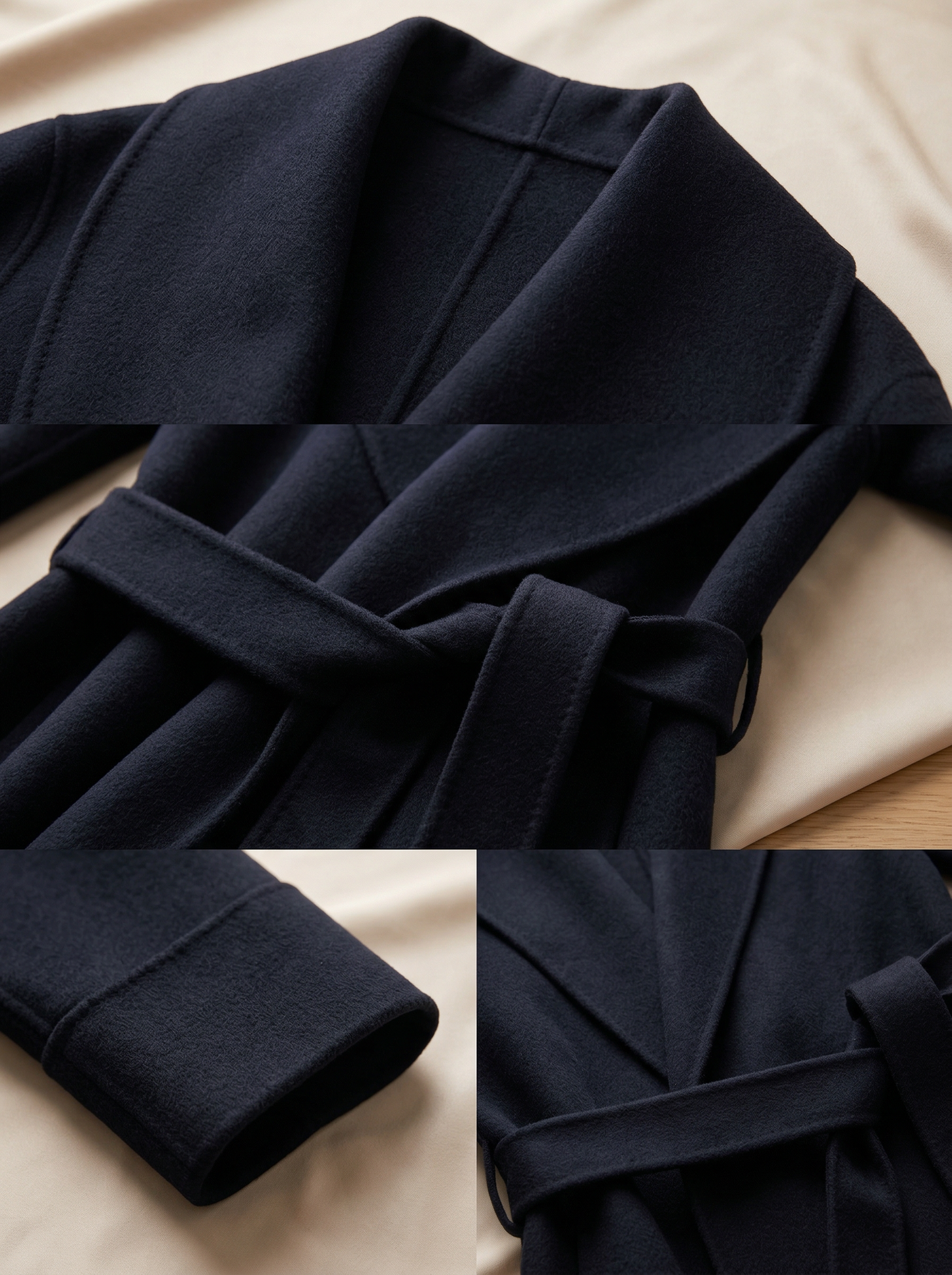 100% Cashmere Hooded Wrap Long Coat