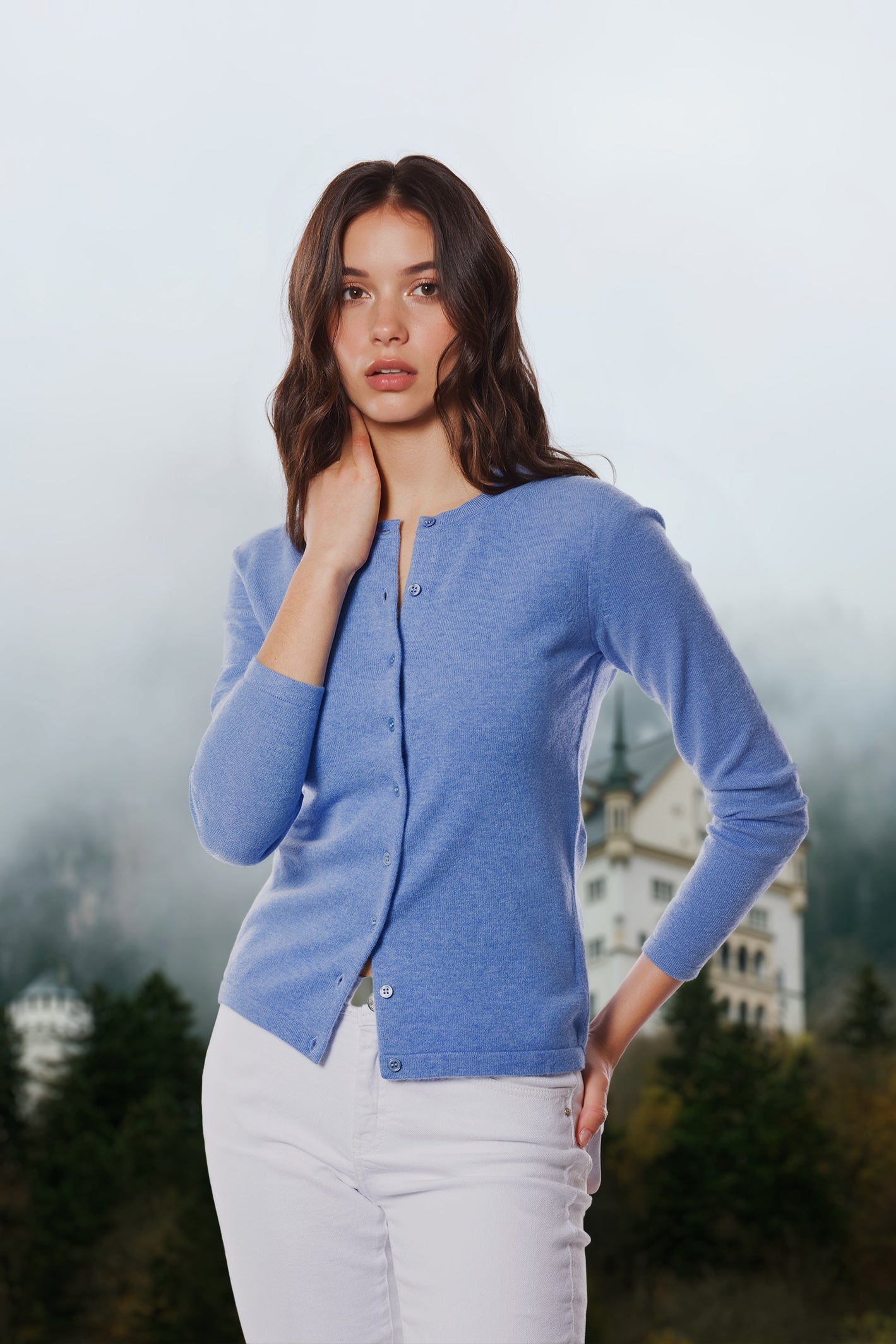 Sustainable Cashmere Crew Neck Cardigan