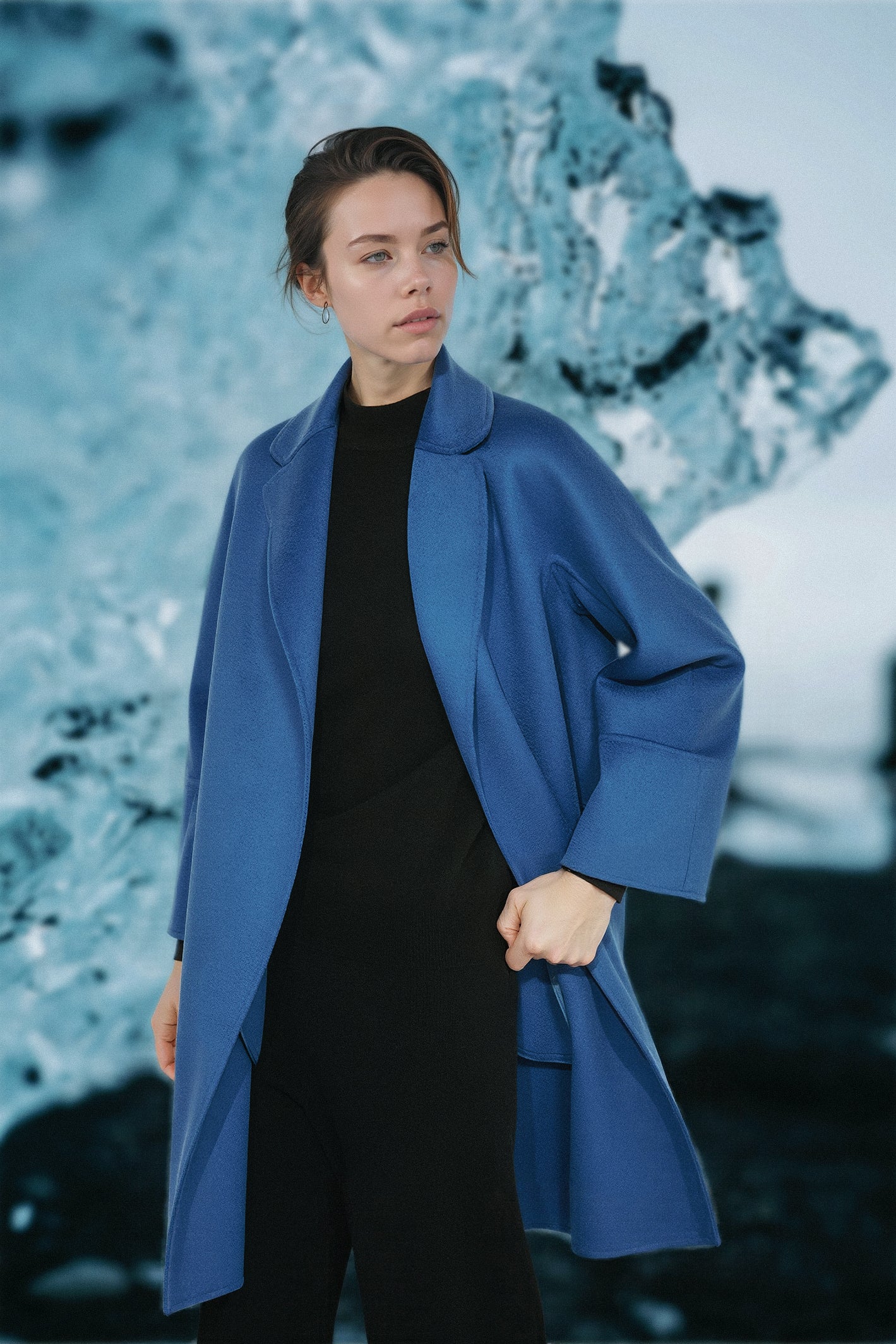 Mid-Length Women's Double-Faced Cashmere Coat with Notched Lapel – Perfect for Fall and Winter