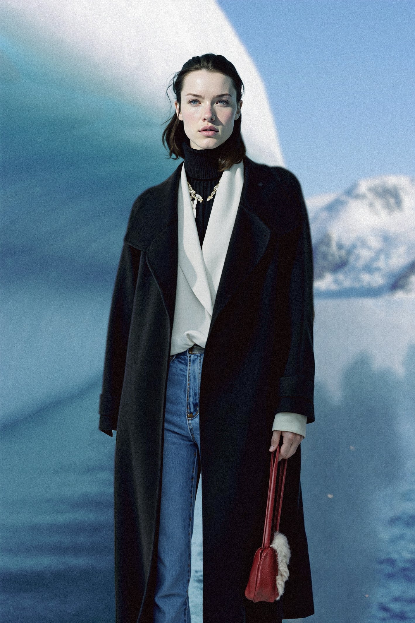 Women's Long Wool Coat – Convertible Stand Collar and Notched Lapel, Crafted from Premium Cashmere for Fall and Winter