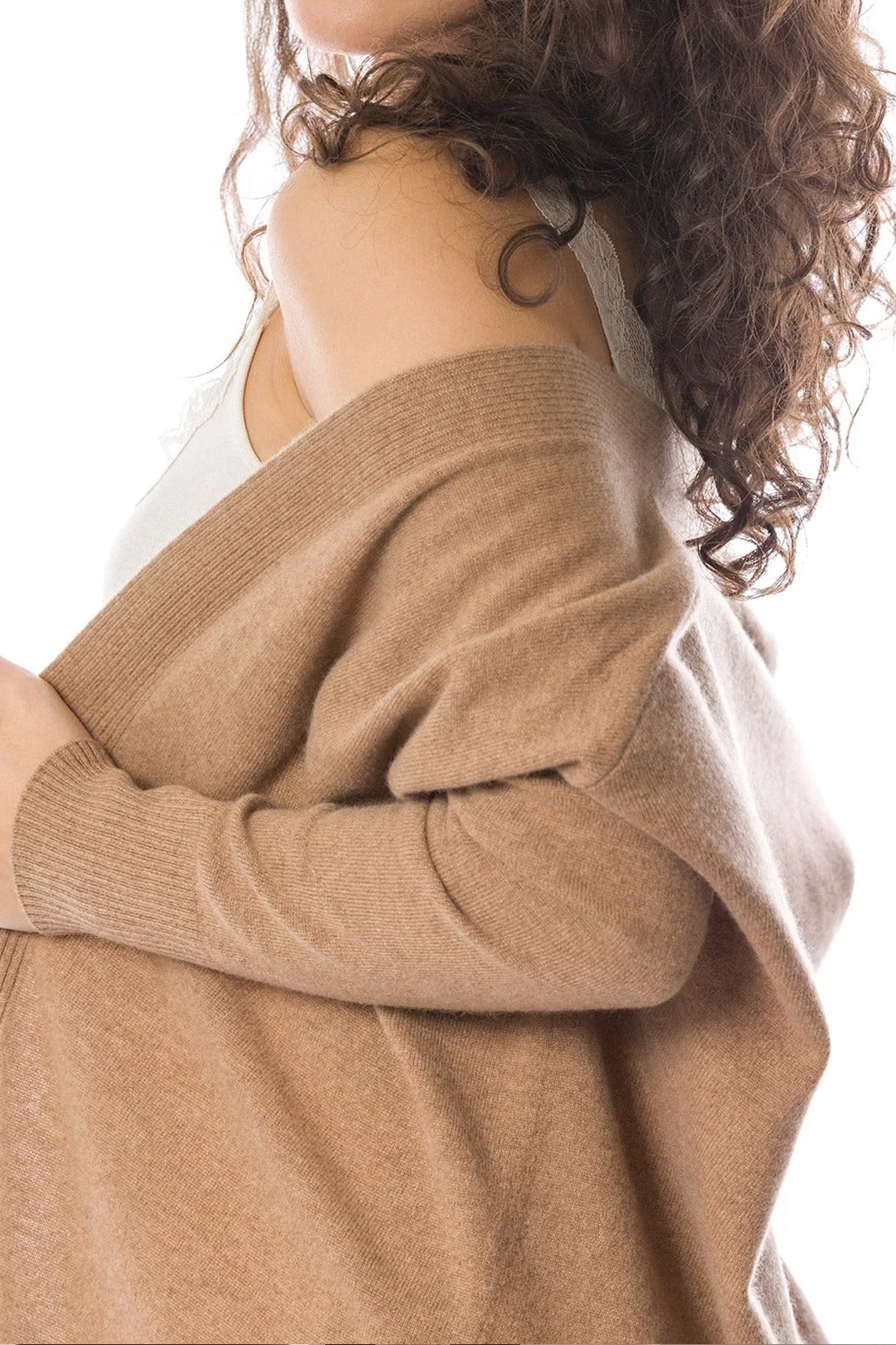 Sustainable Cashmere Edge To Edge Cardigan - Dark Camel