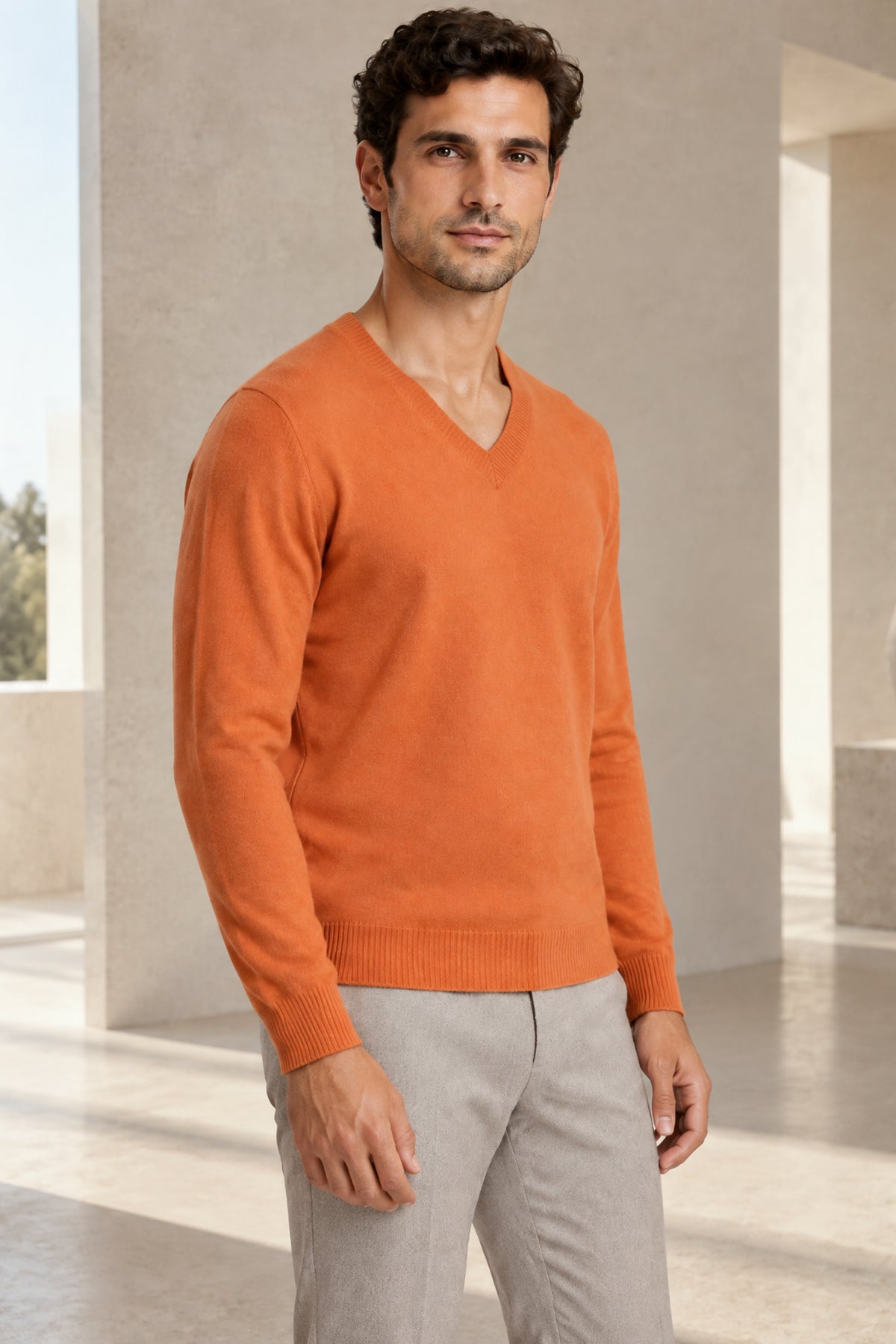 Men’s Pure Cashmere V-Neck Sweater