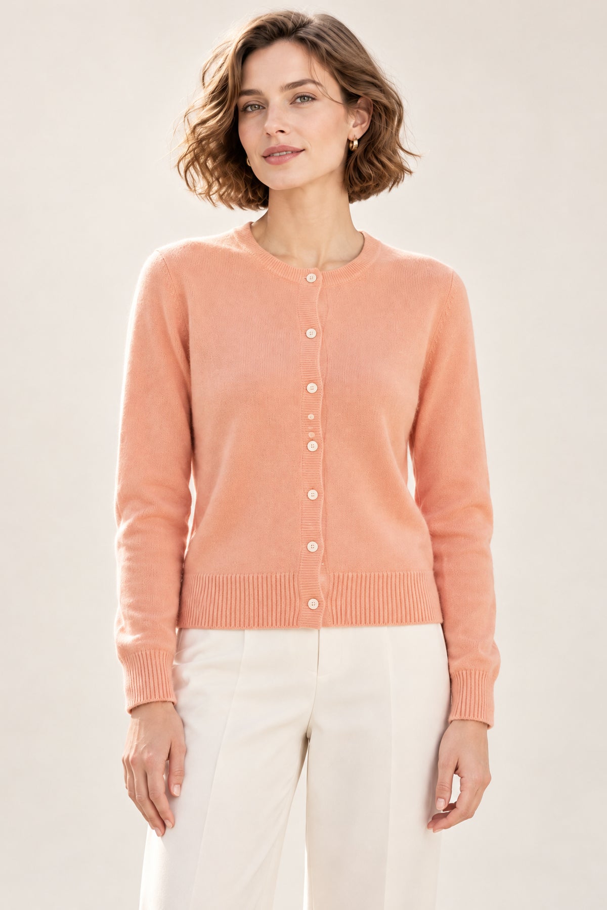 Women’s Pure Cashmere Crew Neck Cardigan