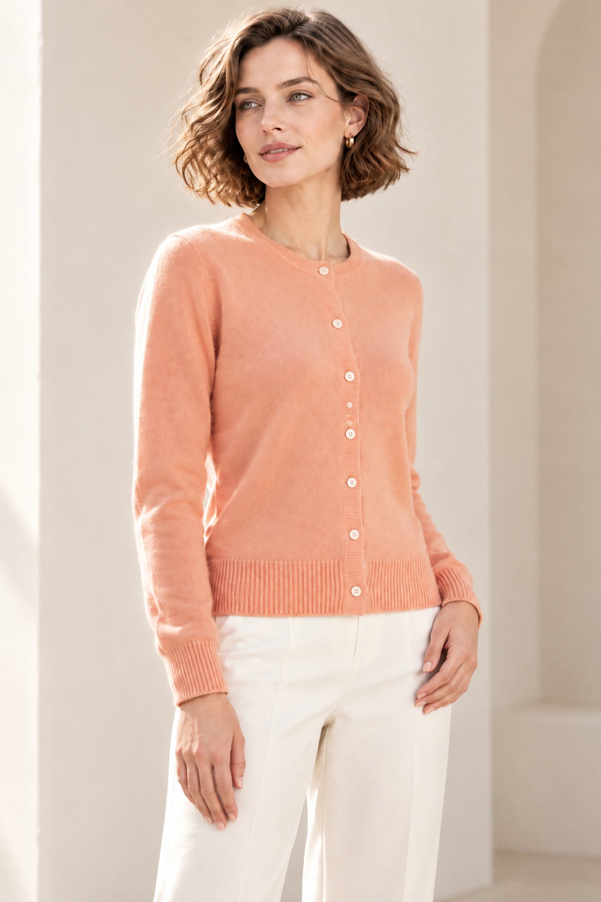 Women’s Pure Cashmere Crew Neck Cardigan