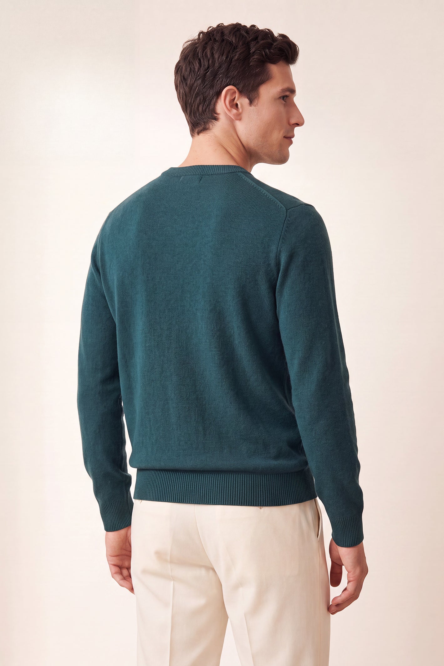 Men’s Pure Cashmere Crew Neck Sweater – Deep Teal Green