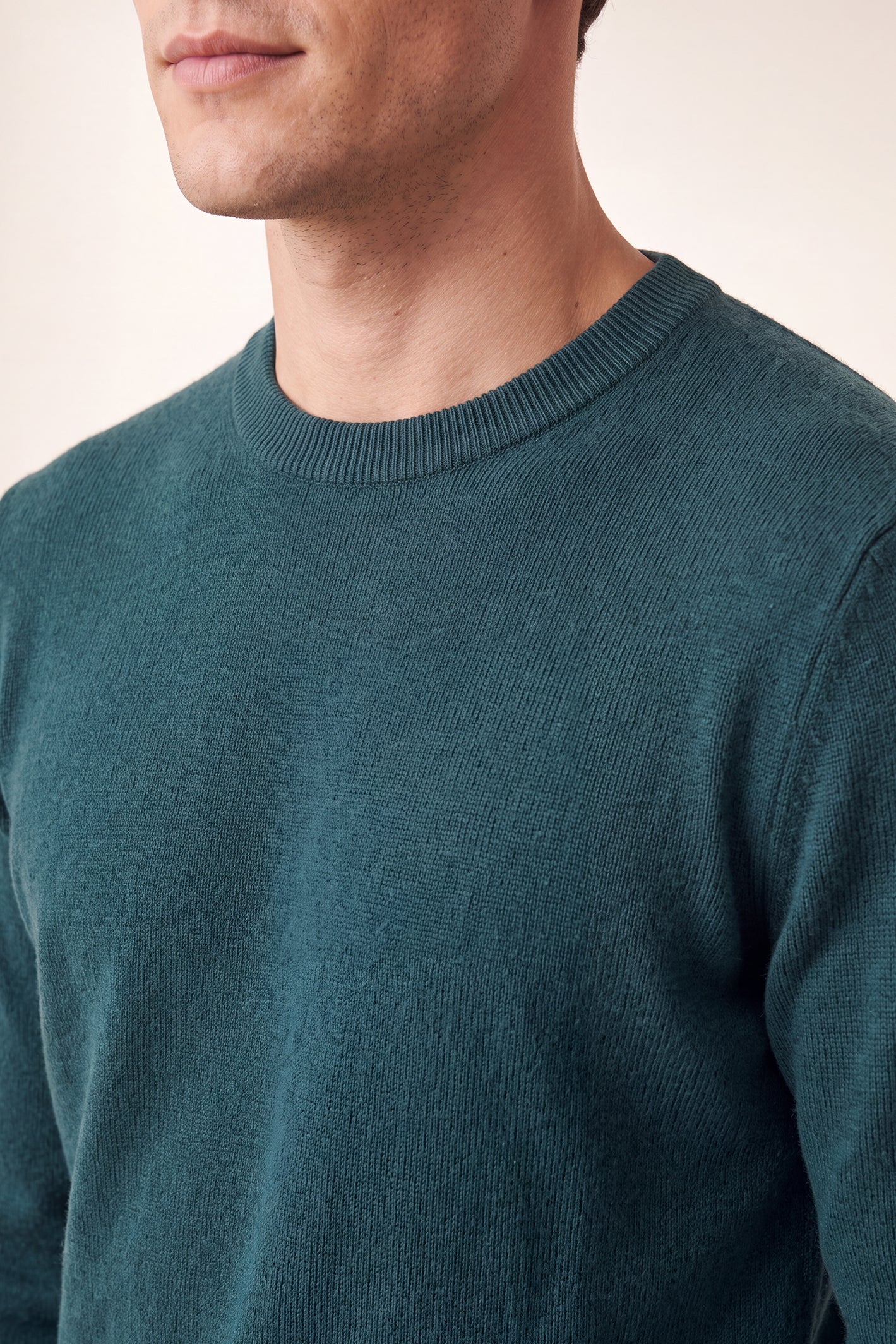 Men’s Pure Cashmere Crew Neck Sweater – Deep Teal Green