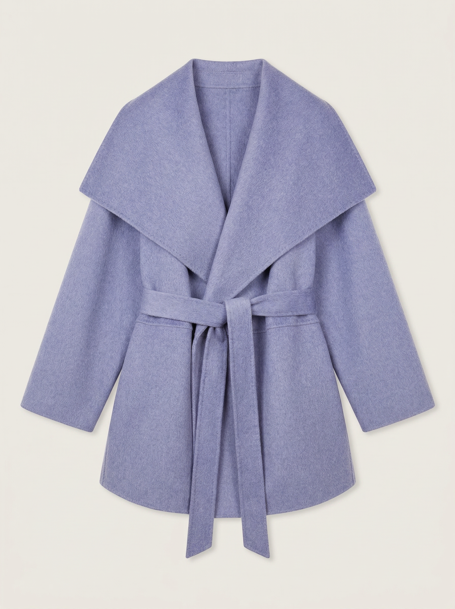 100% Cashmere Wrap Coat with Oversized Lapel