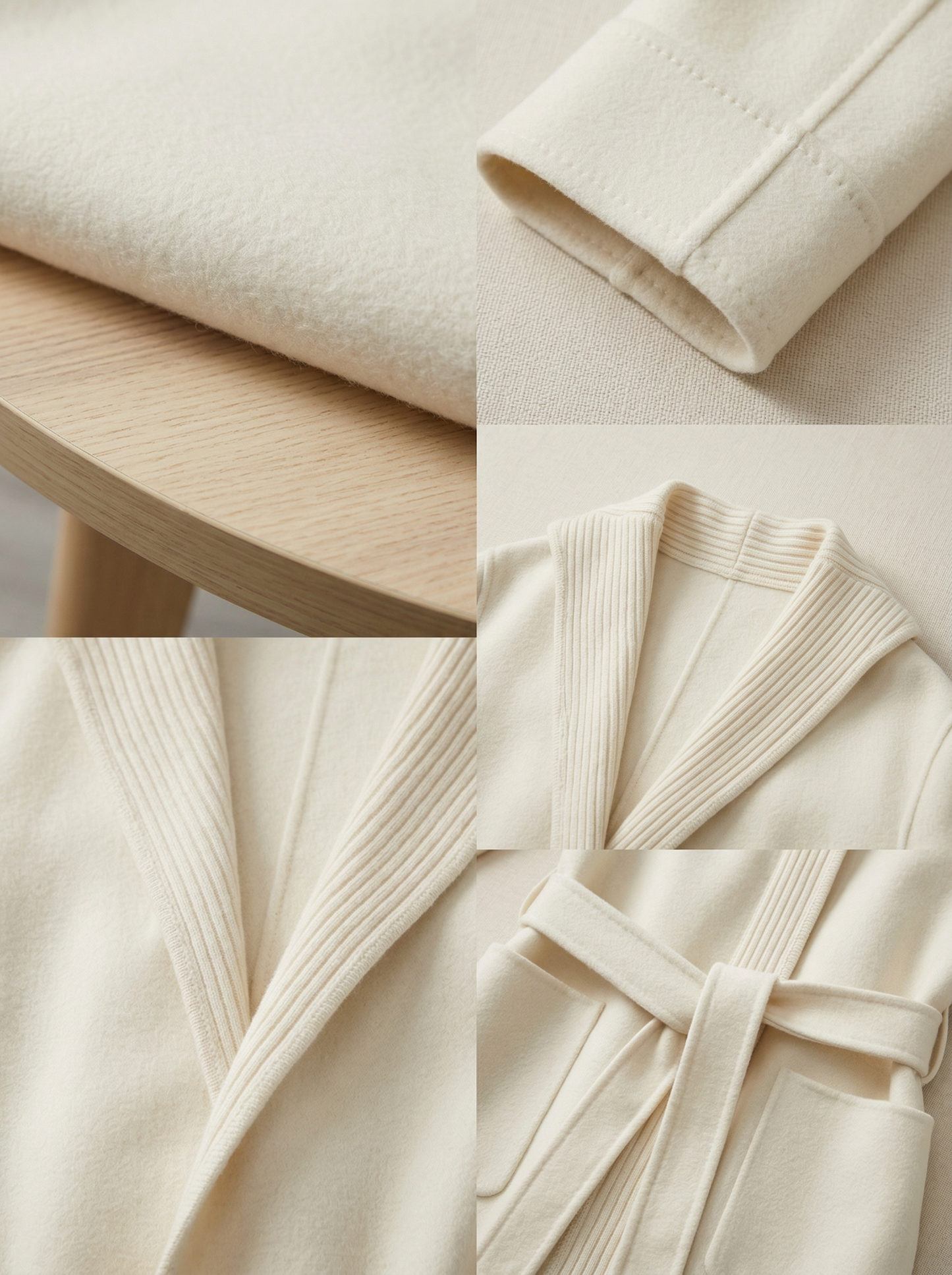 100% Pure Cashmere Coat with Detachable Knit Panel Design