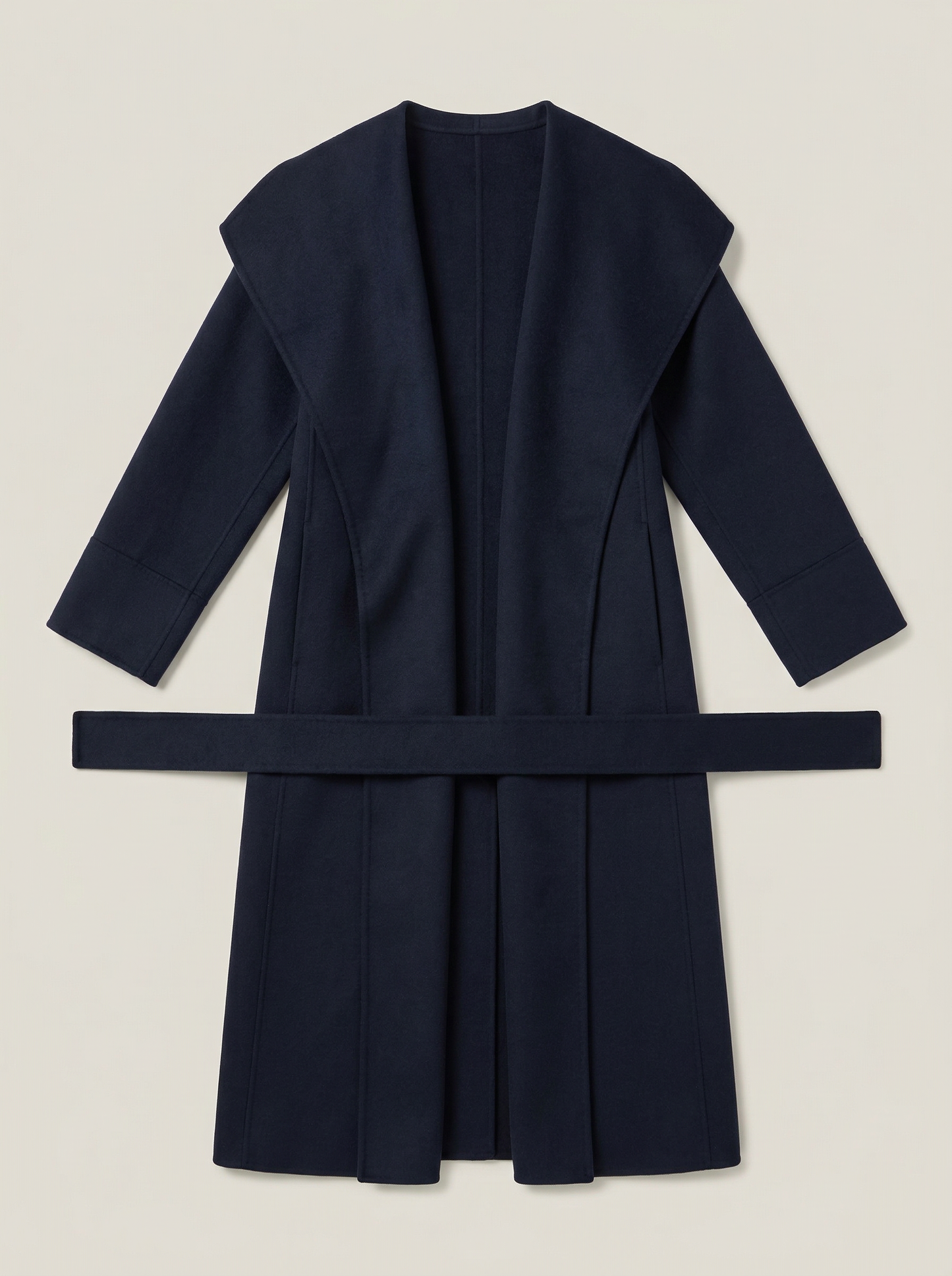 100% Cashmere Hooded Wrap Long Coat