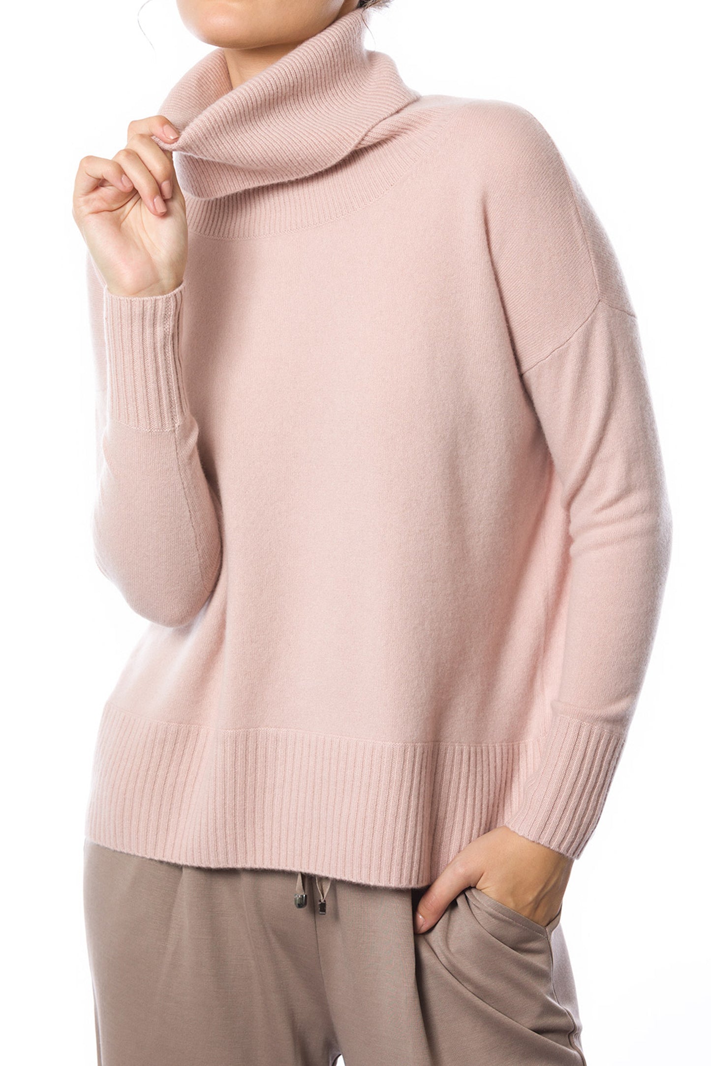 Sustainable Cashmere Easy Fit Cowl Neck Sweater