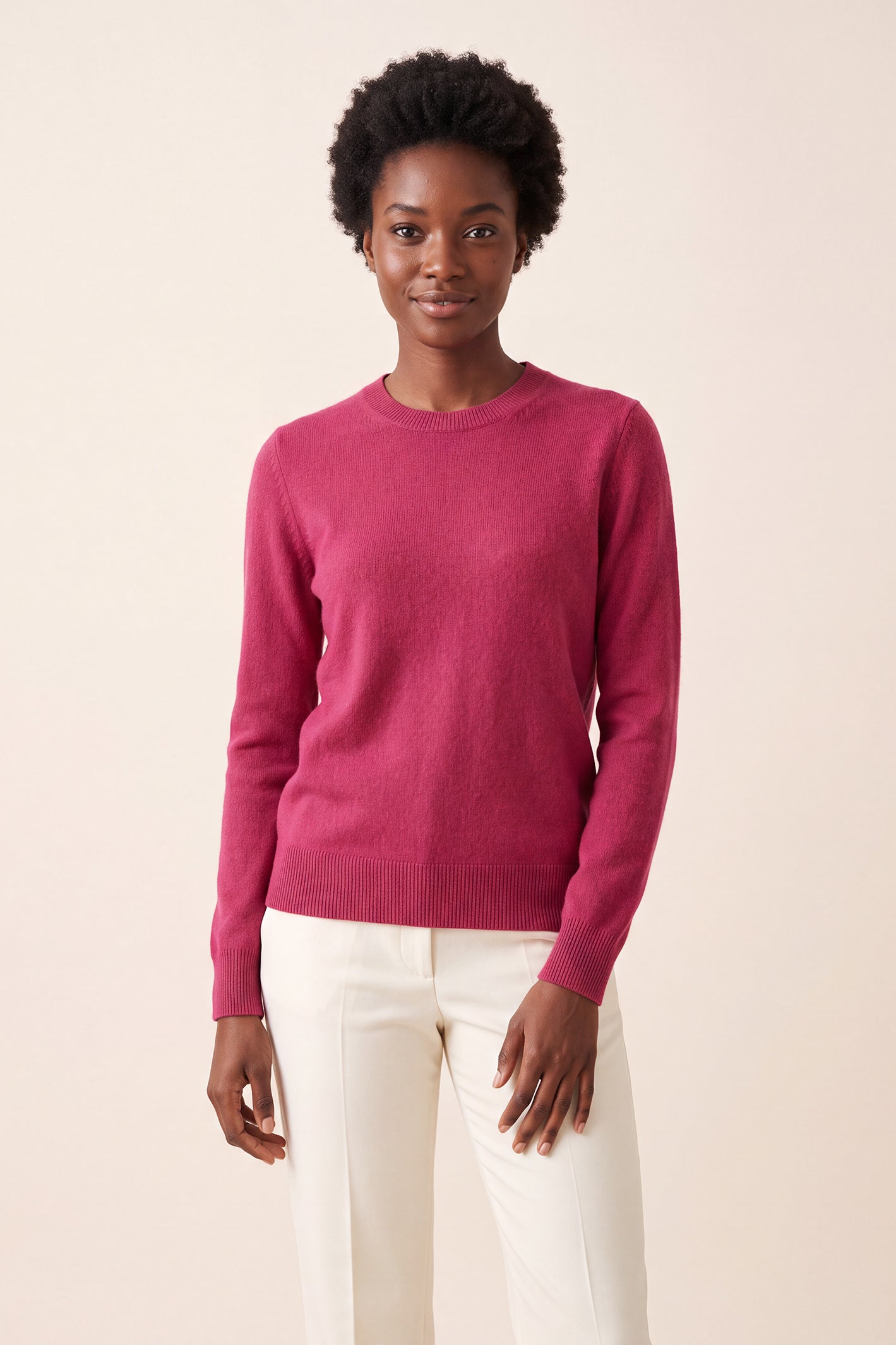 Women’s Pure Cashmere Crew Neck Sweater Raspberry Pink