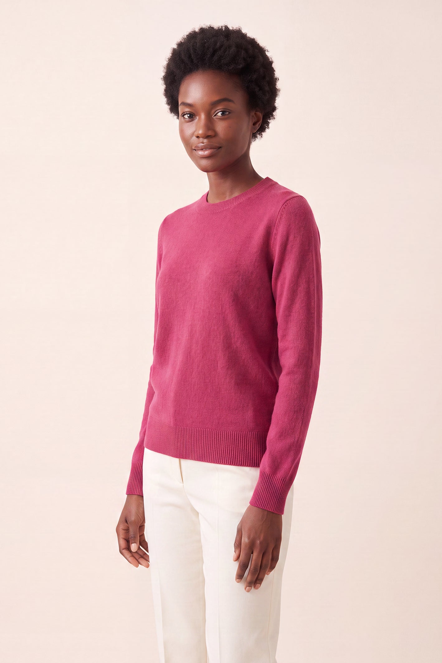 Women’s Pure Cashmere Crew Neck Sweater Raspberry Pink