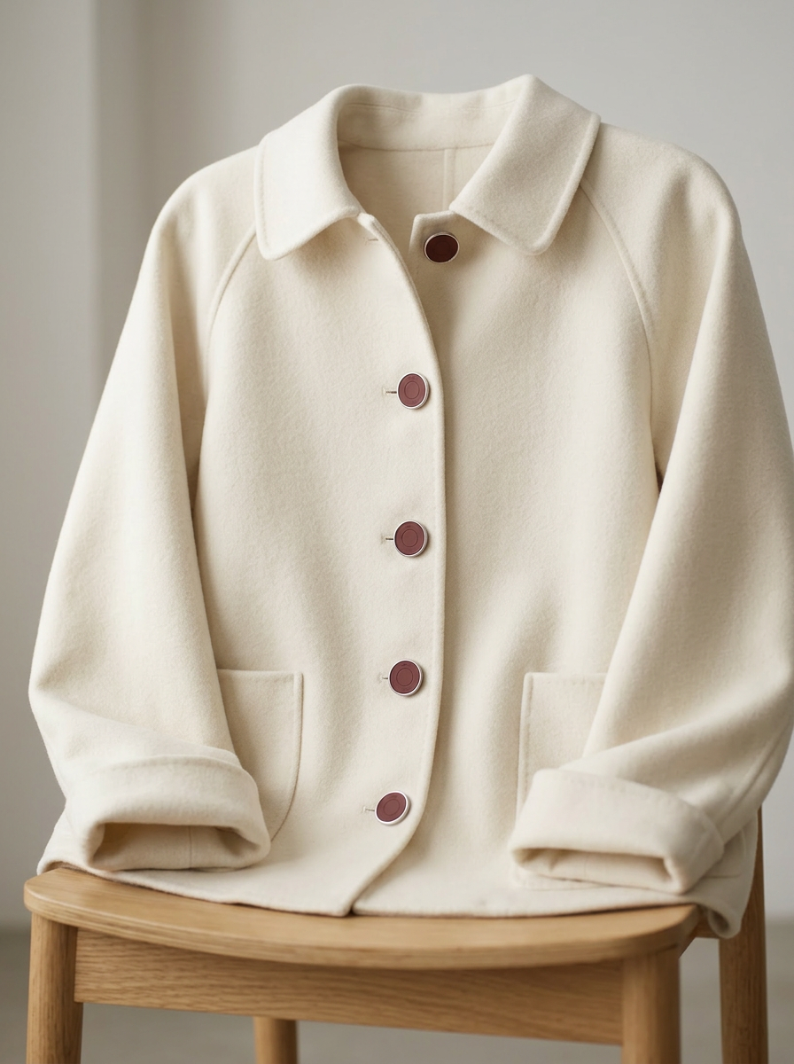 Cropped Pure Cashmere Jacket – Minimal Buttoned Design