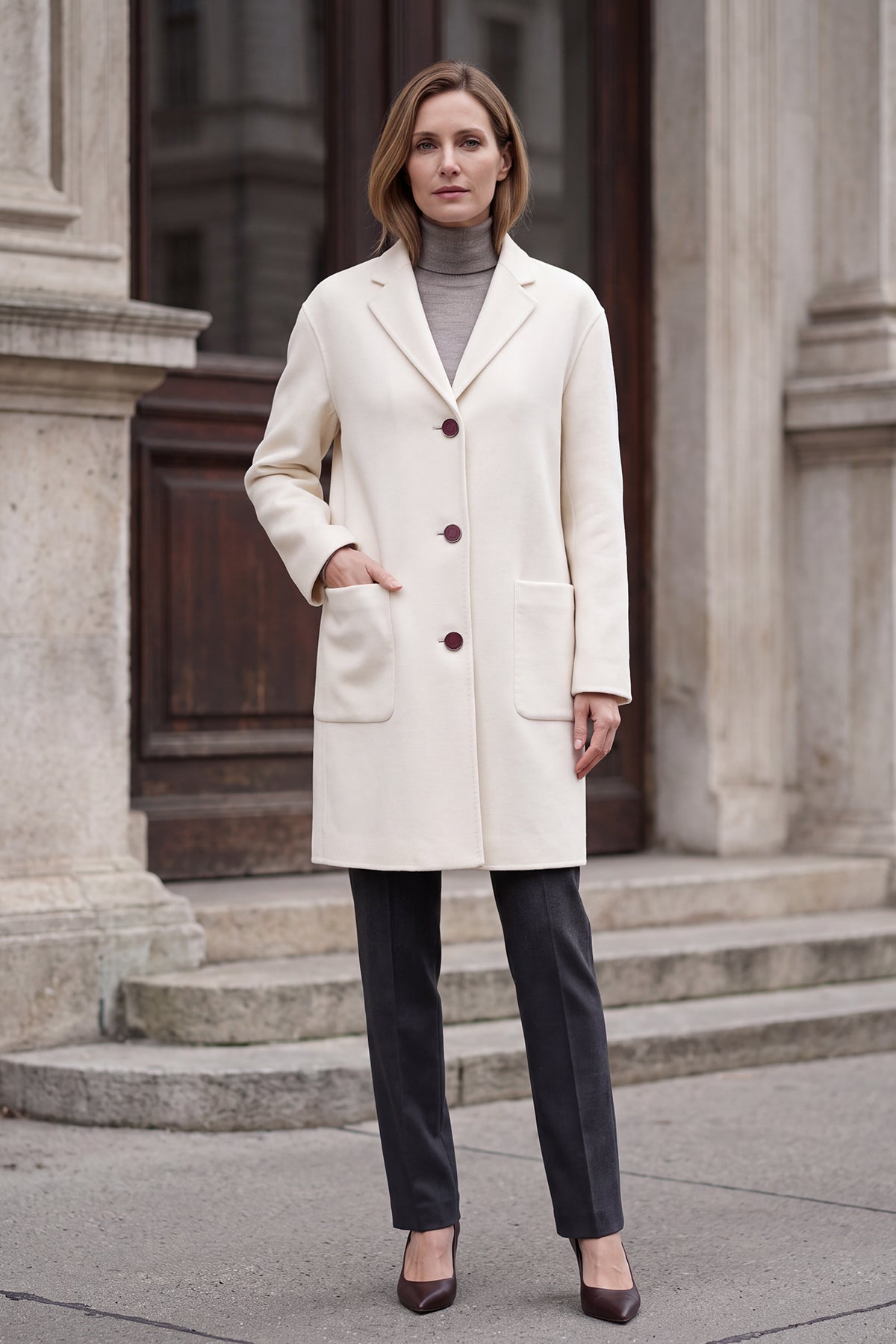 100% Pure Cashmere Mid-Length Coat