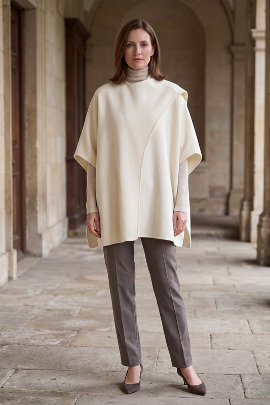 100% Cashmere Cape Coat with Integrated Scarf