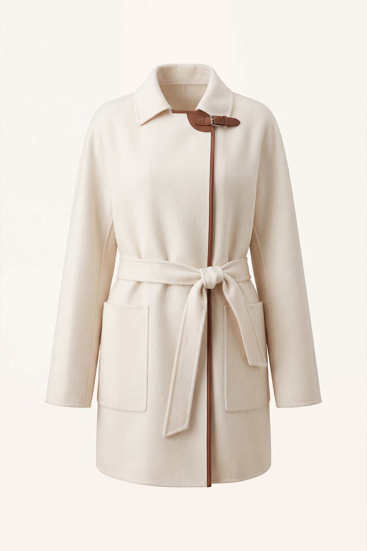 100% Cashmere Cape Coat with Coffee Brown Lambskin Trim