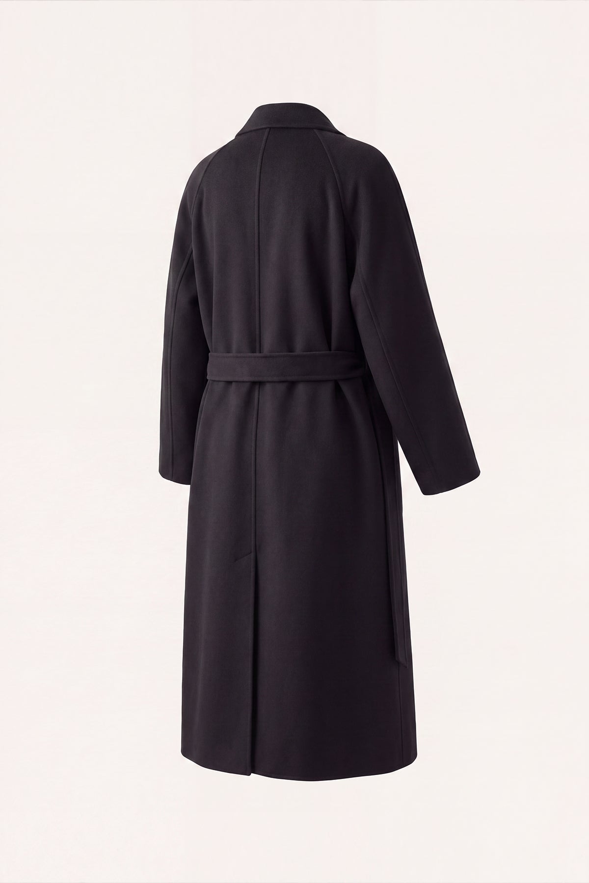 Pure Cashmere Robe Coat – Belted Minimal Design - Black