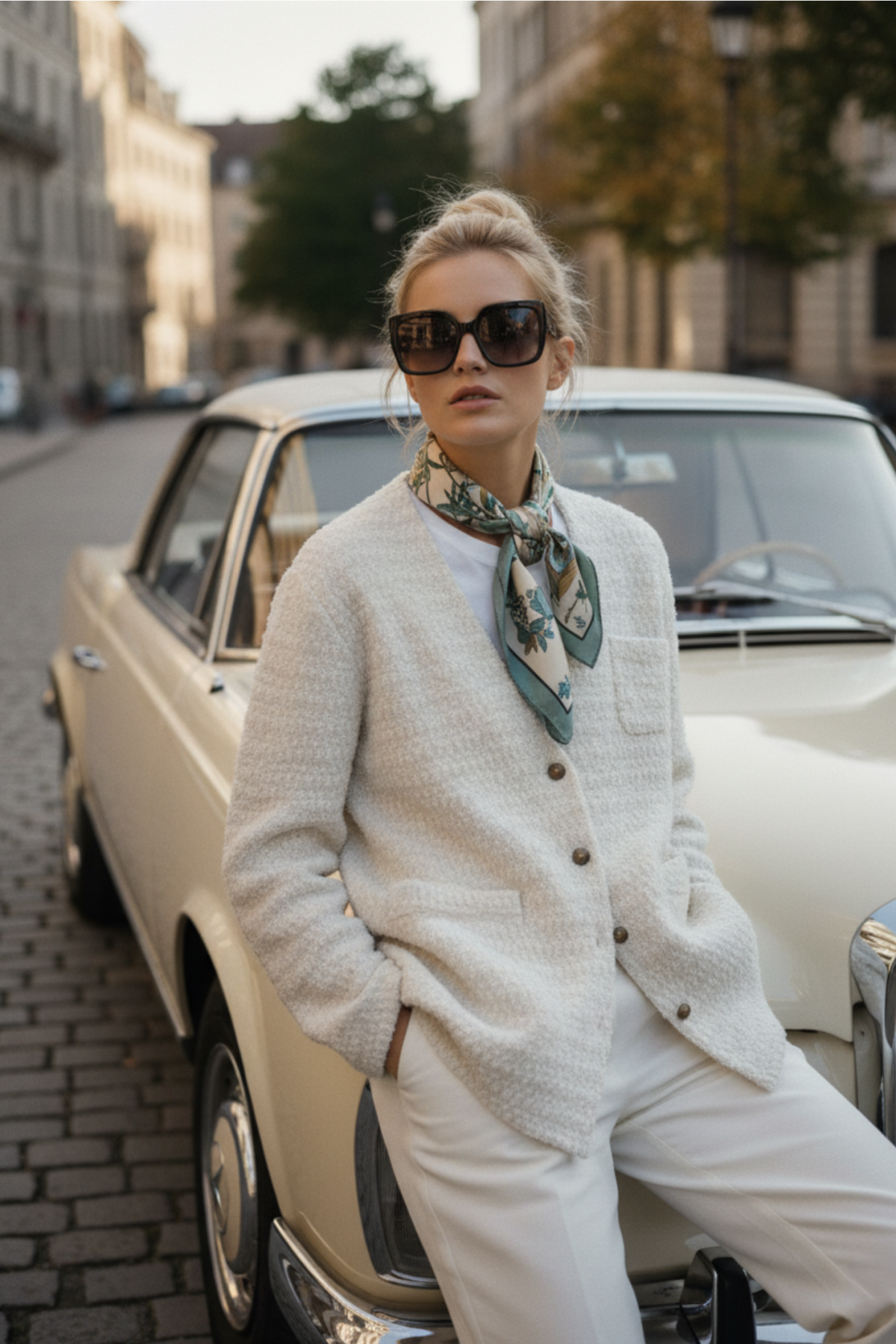 V-Neck 100% Cashmere Buttoned French-Style Cardigan