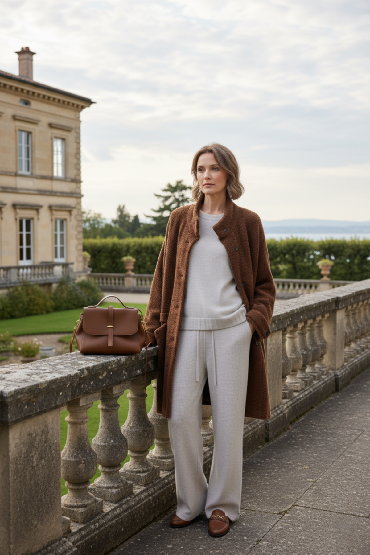 100% Cashmere Jacquard Long Coat