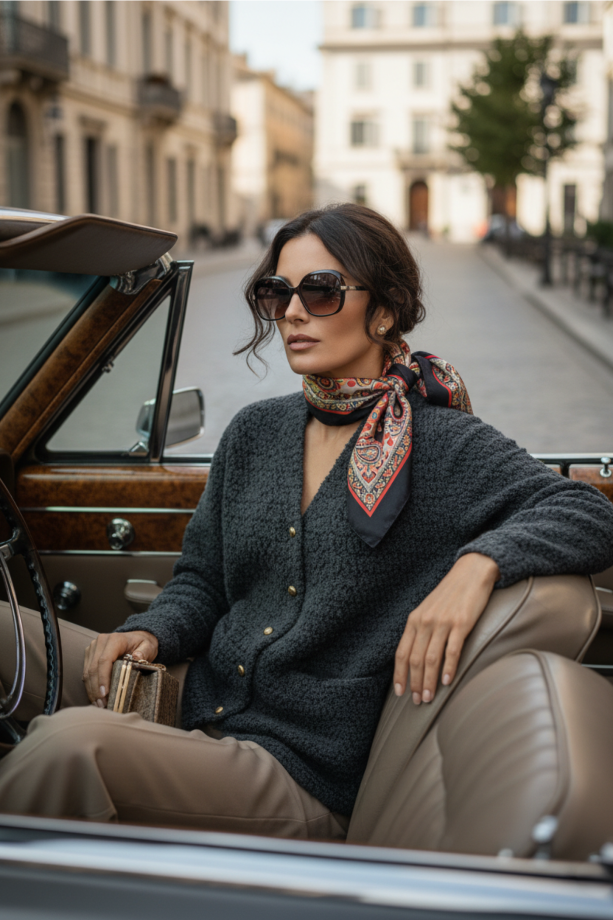 V-Neck 100% Cashmere Buttoned French-Style Cardigan
