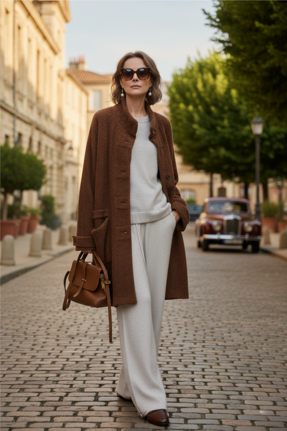 100% Cashmere Jacquard Long Coat