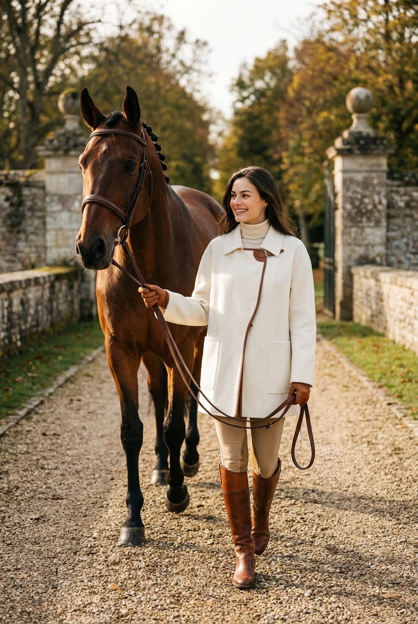 100% Cashmere Cape Coat with Coffee Brown Lambskin Trim