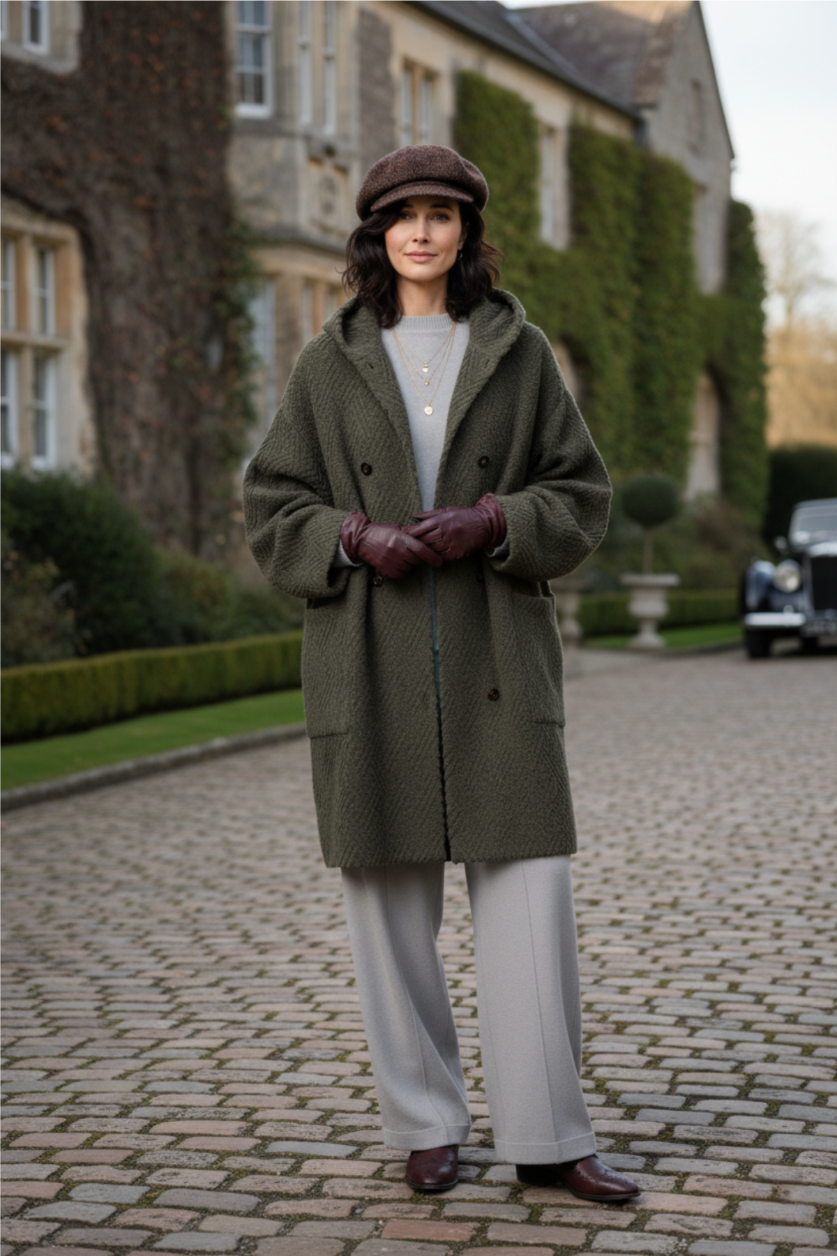 100% Cashmere Jacquard Long Coat