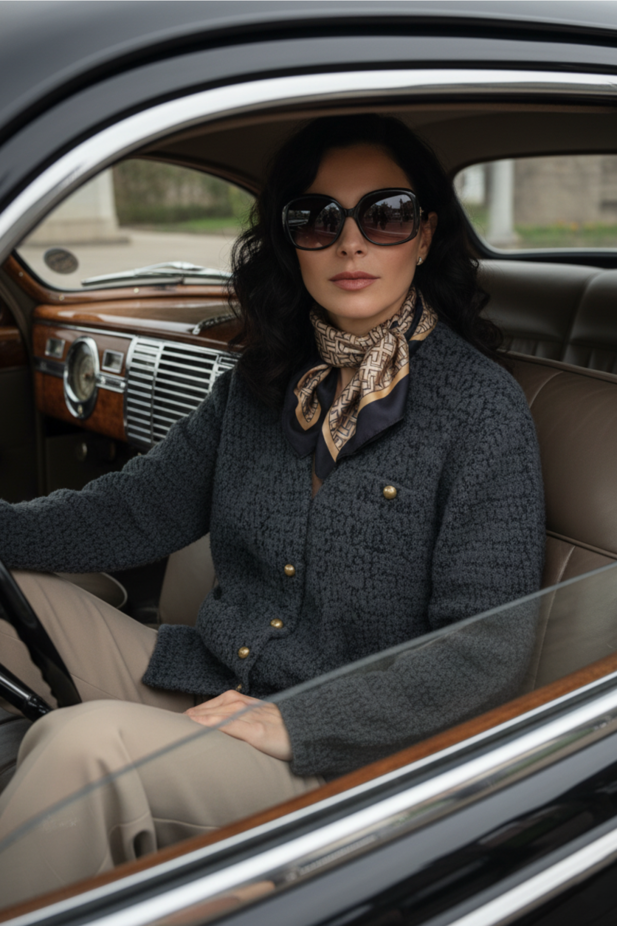 V-Neck 100% Cashmere Buttoned French-Style Cardigan