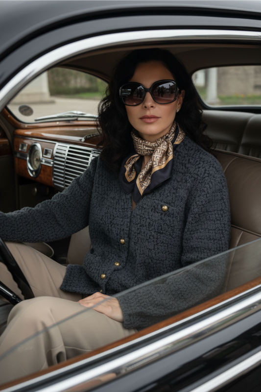 V-Neck 100% Cashmere Buttoned French-Style Cardigan