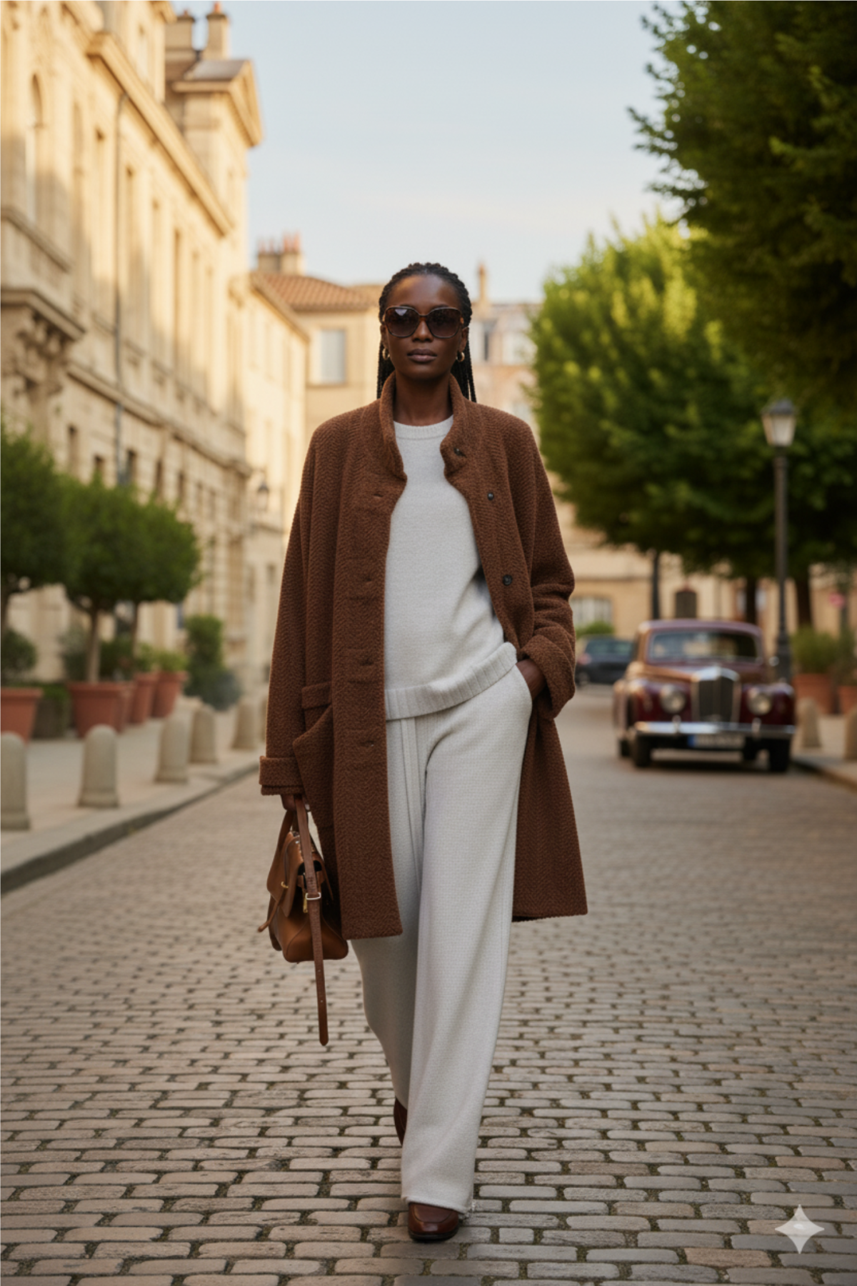 100% Cashmere Jacquard Long Coat