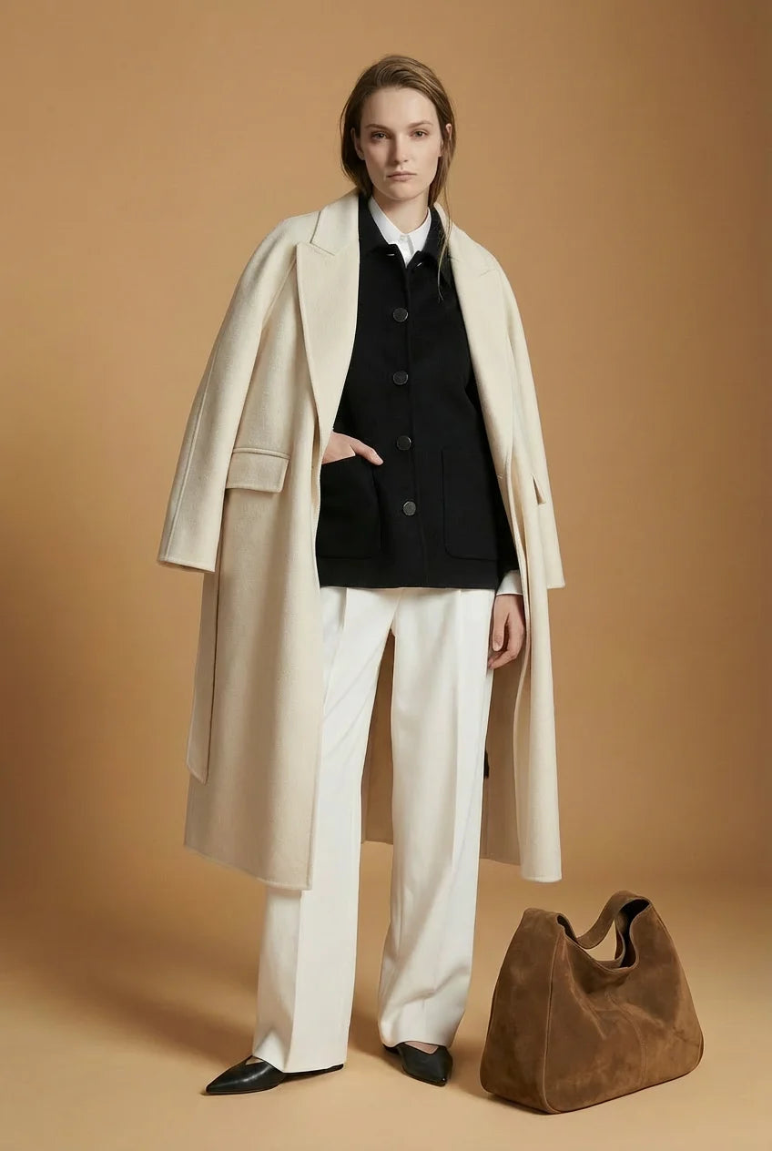 Pure Cashmere Robe Coat – Belted Minimal Design