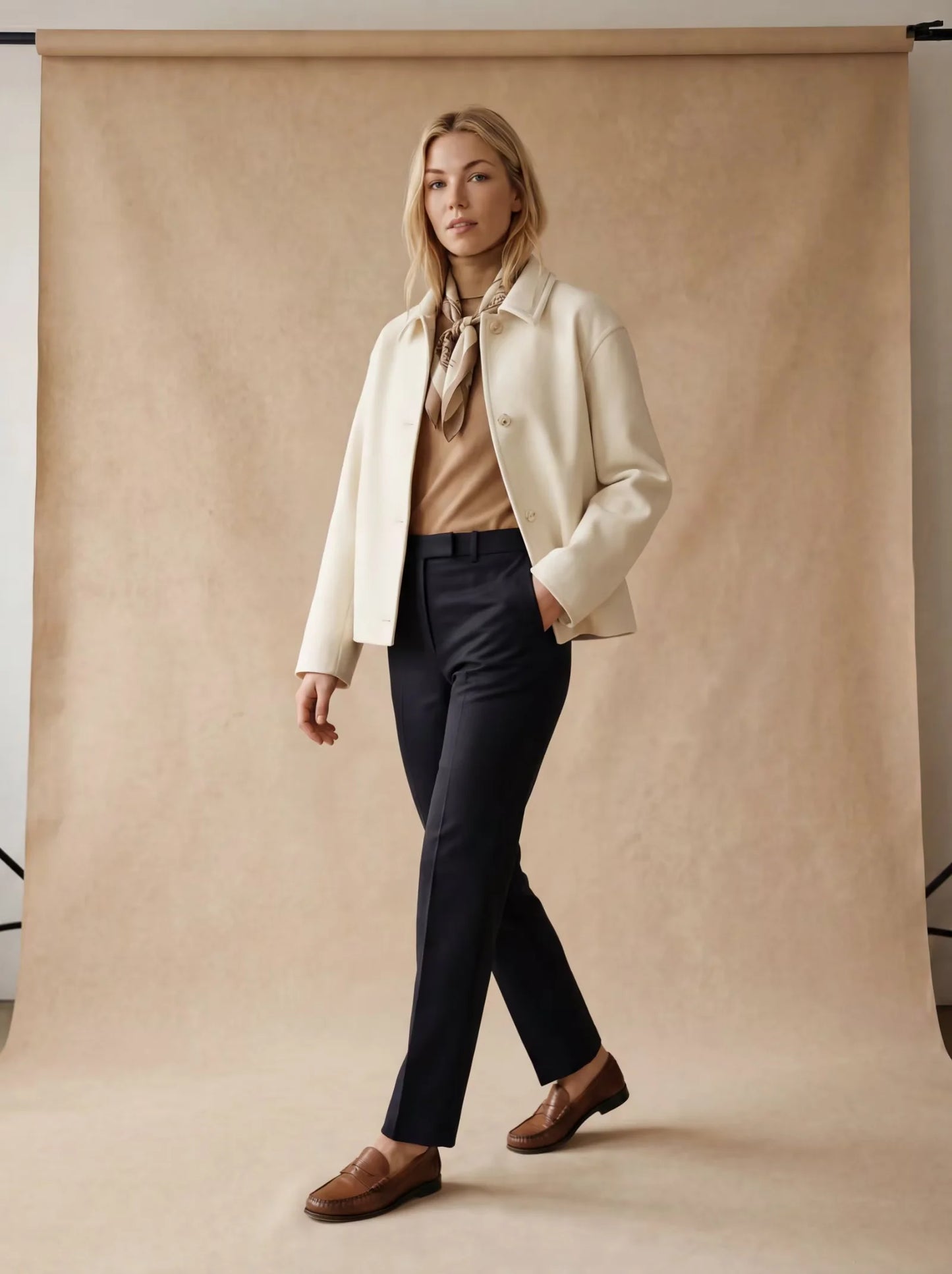 100% Pure Cashmere Short Coat with Lambskin Trim