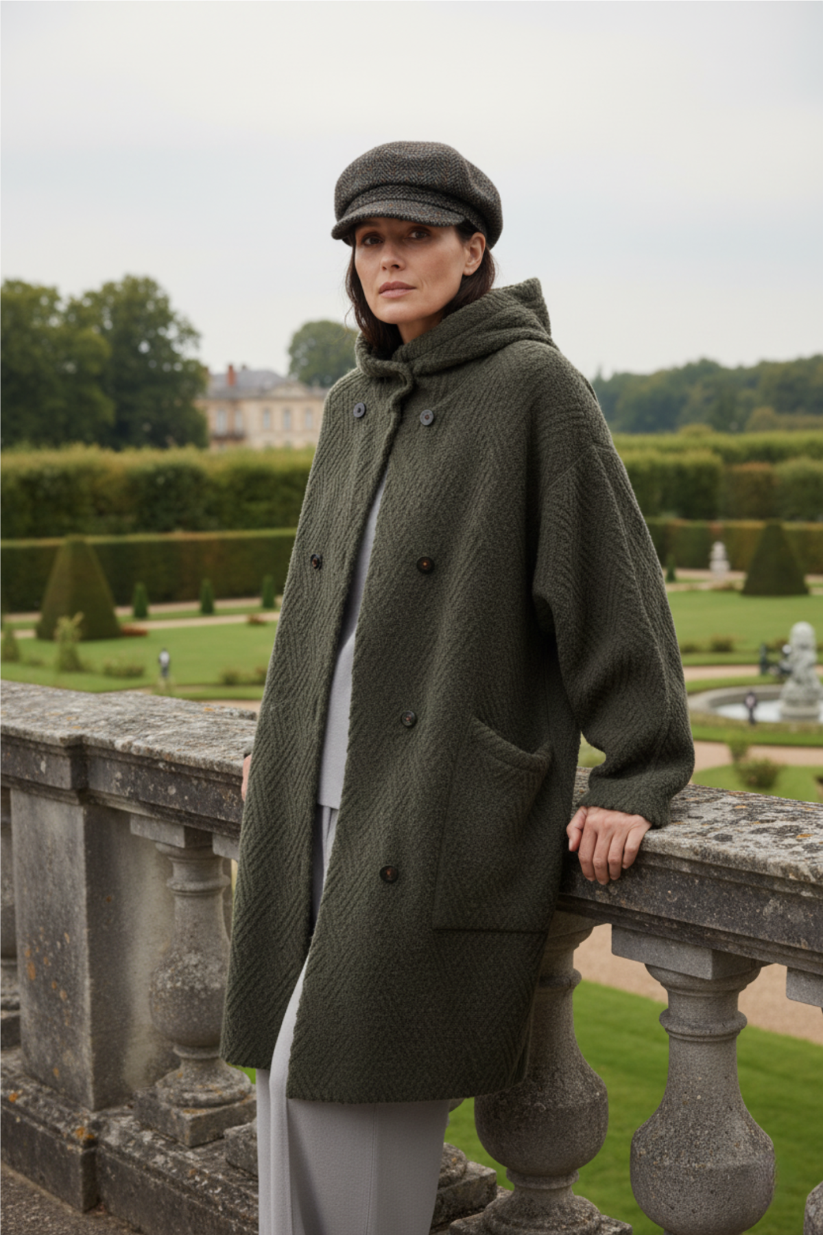 100% Cashmere Jacquard Long Coat