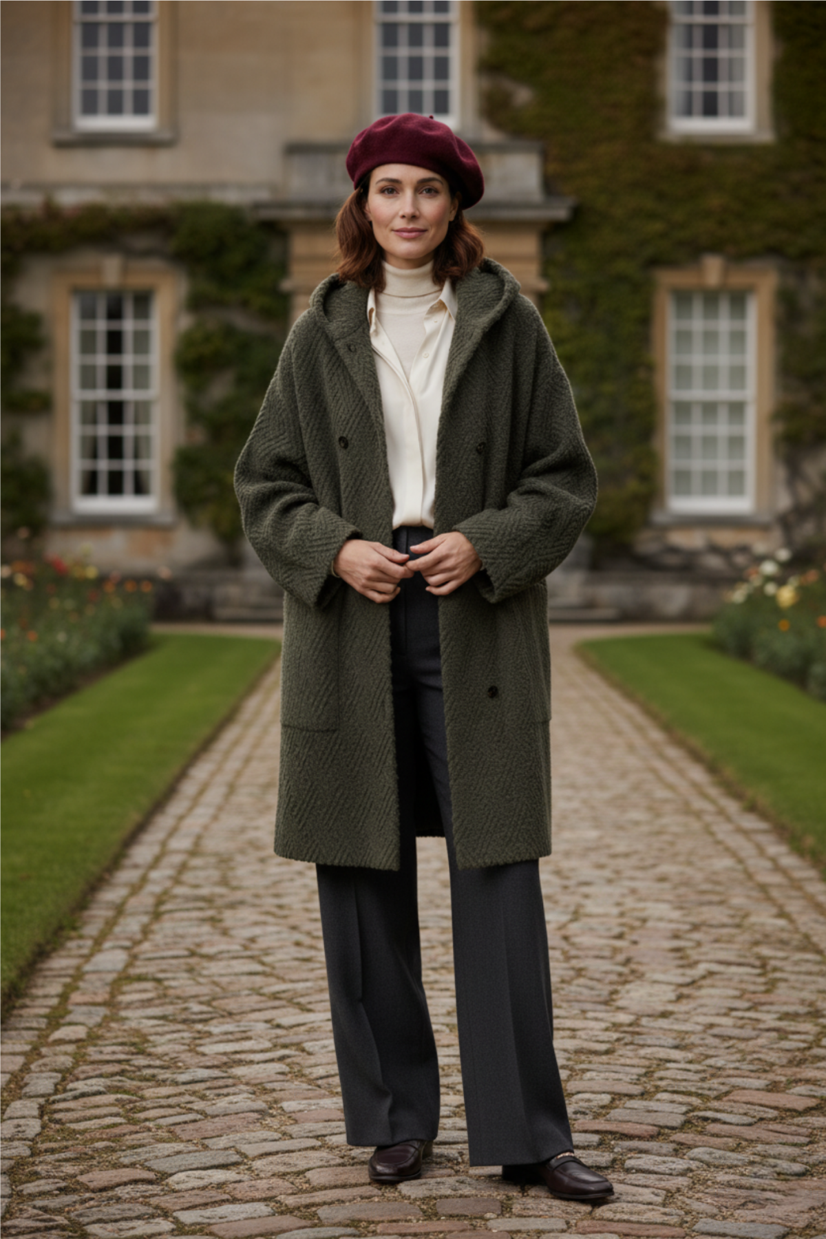 100% Cashmere Jacquard Long Coat
