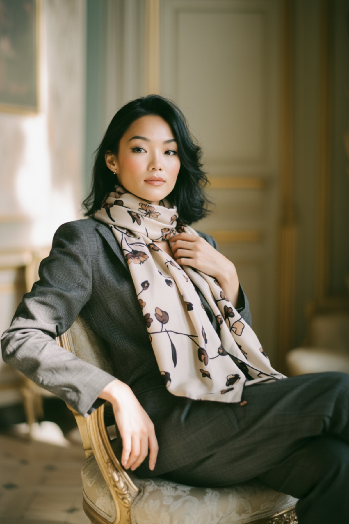 Luxury Silk, Wool & Cashmere Blend Scarf