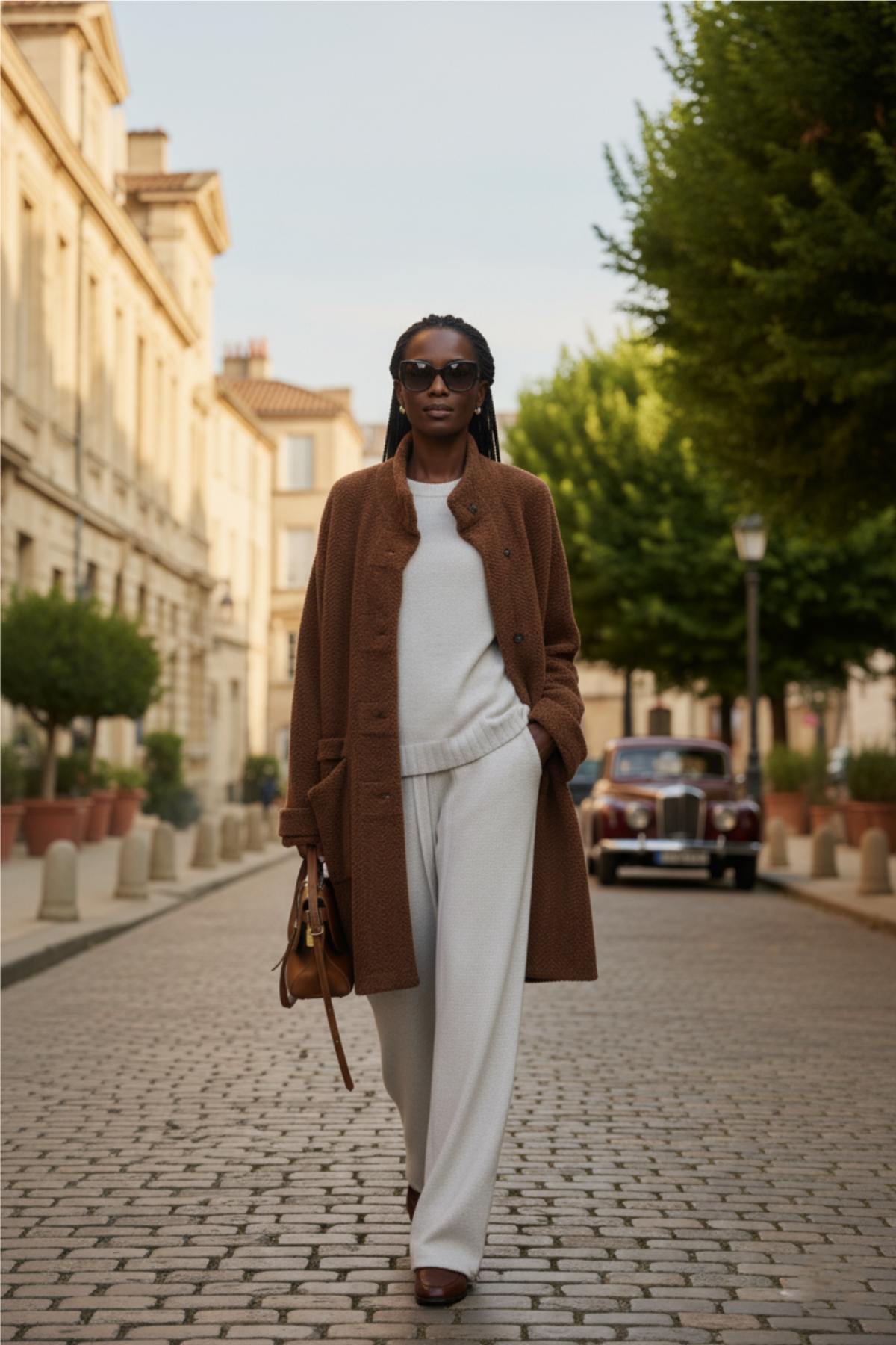 100% Cashmere Jacquard Long Coat